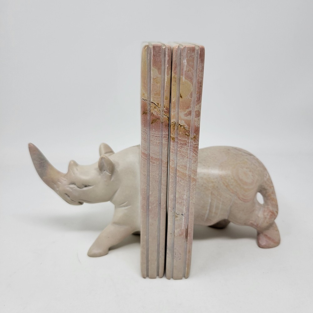 Rhinoceros Soapstone Bookends