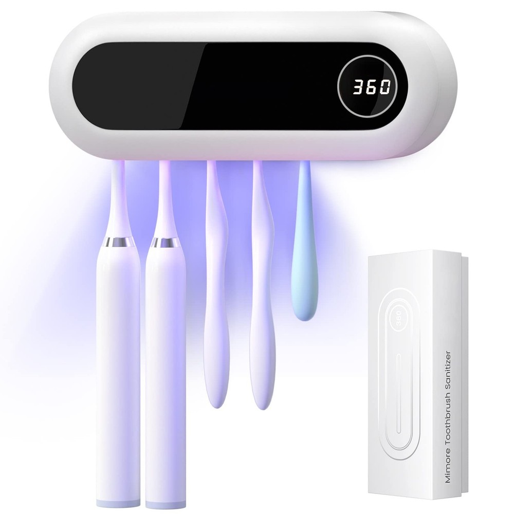 MIMORE Toothbrush Holder, 5 Toothbrush Slots  Timer Function, Cordless Wall M...