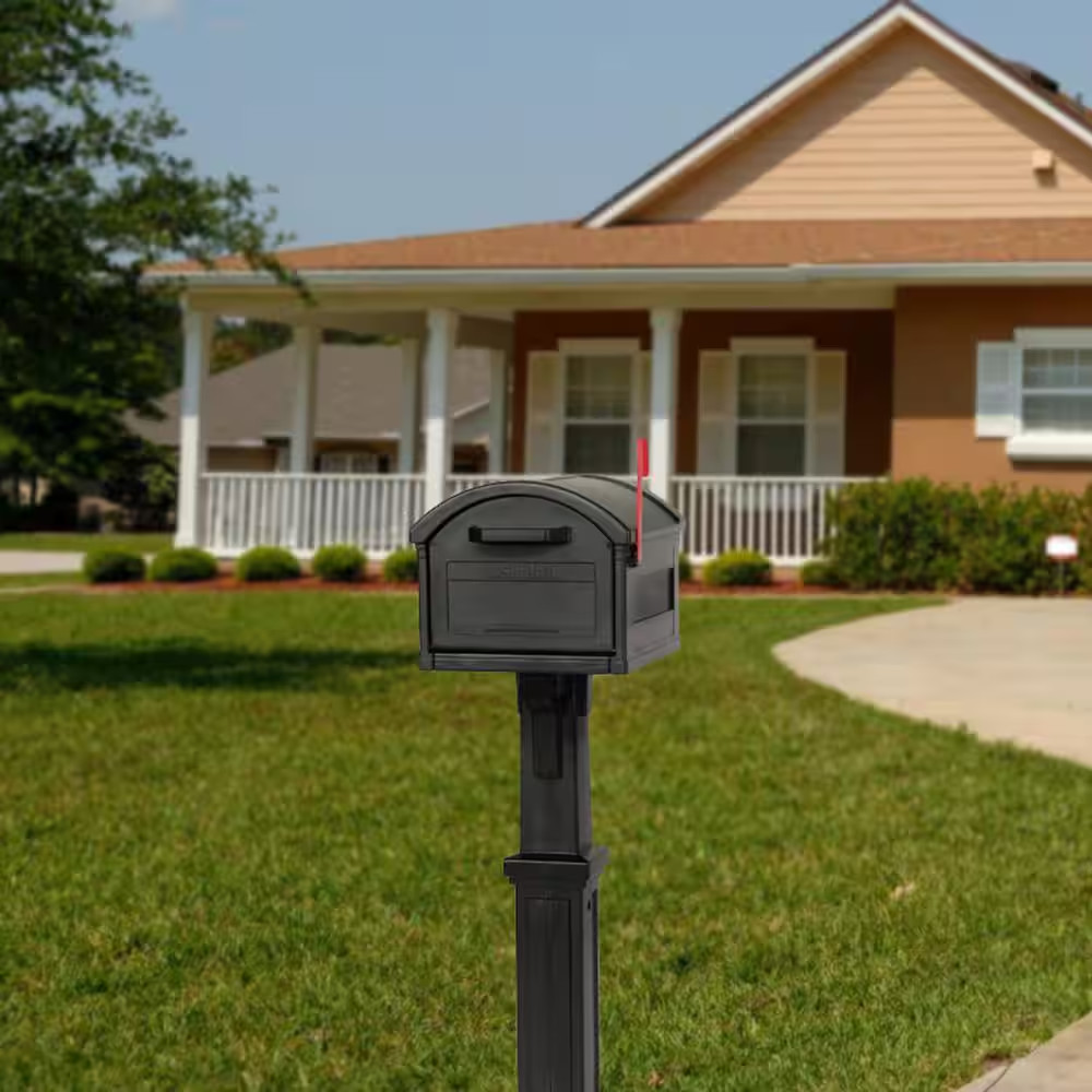 Grand Haven Black, Extra Large, Plastic, Mailbox and Post Combo