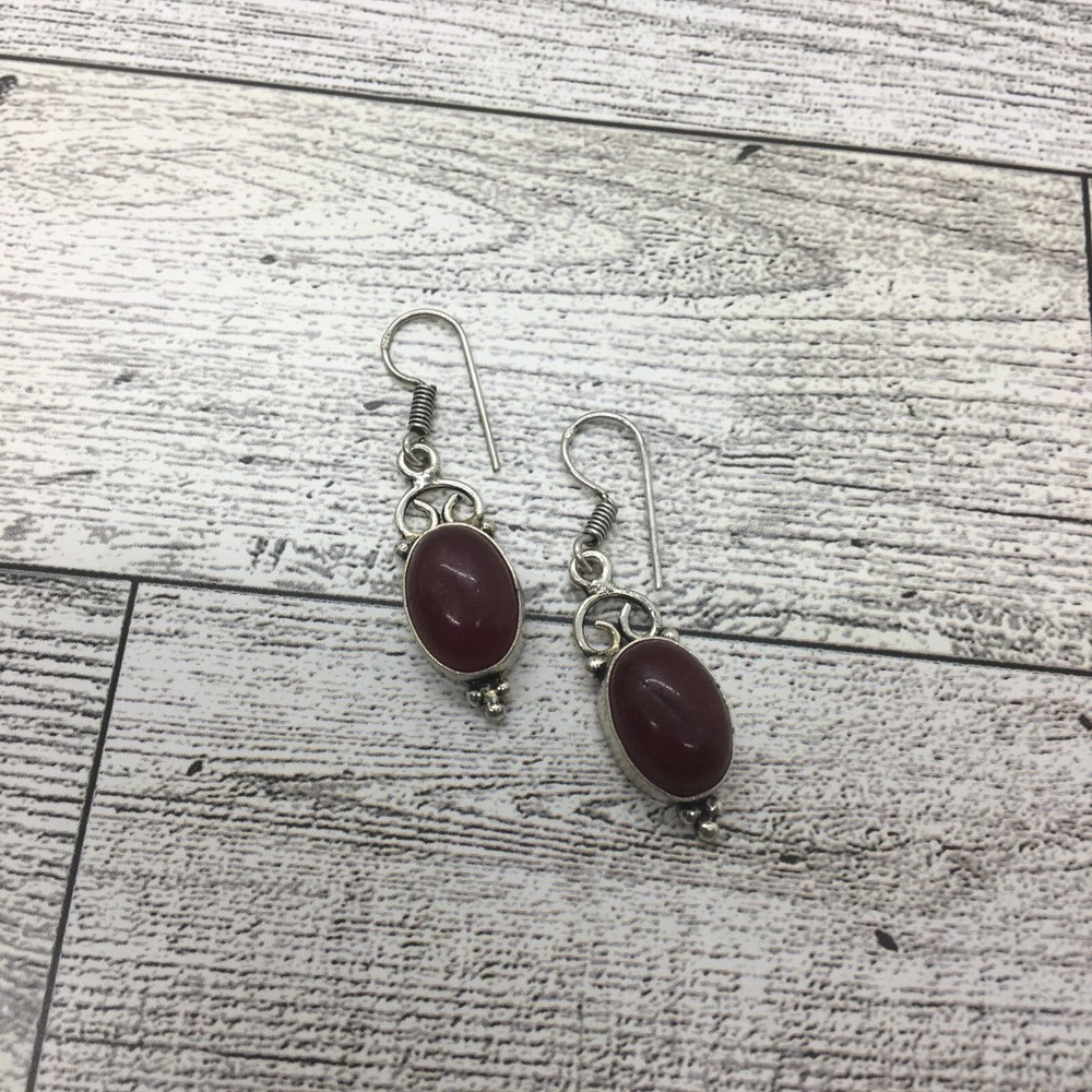 Ruby Gemstone 925 Silver Plated Handmade Earring 6 GM New Free Ship 3388