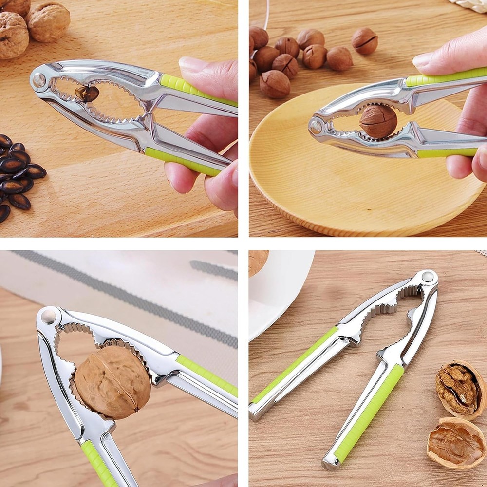 Nut Cracker, 2-Pack Stainless Steel Nutcracker with Non-Slip Handle, for Walnuts