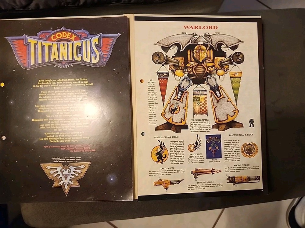Games Workshop Warhammer Codex Titanicus Expansion Rules For Epic Battles. 1989