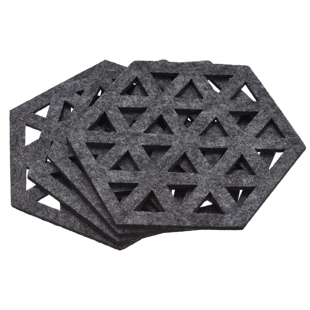 Felt Coasters 4pcs Hexagonal Tampons Coasters Grey