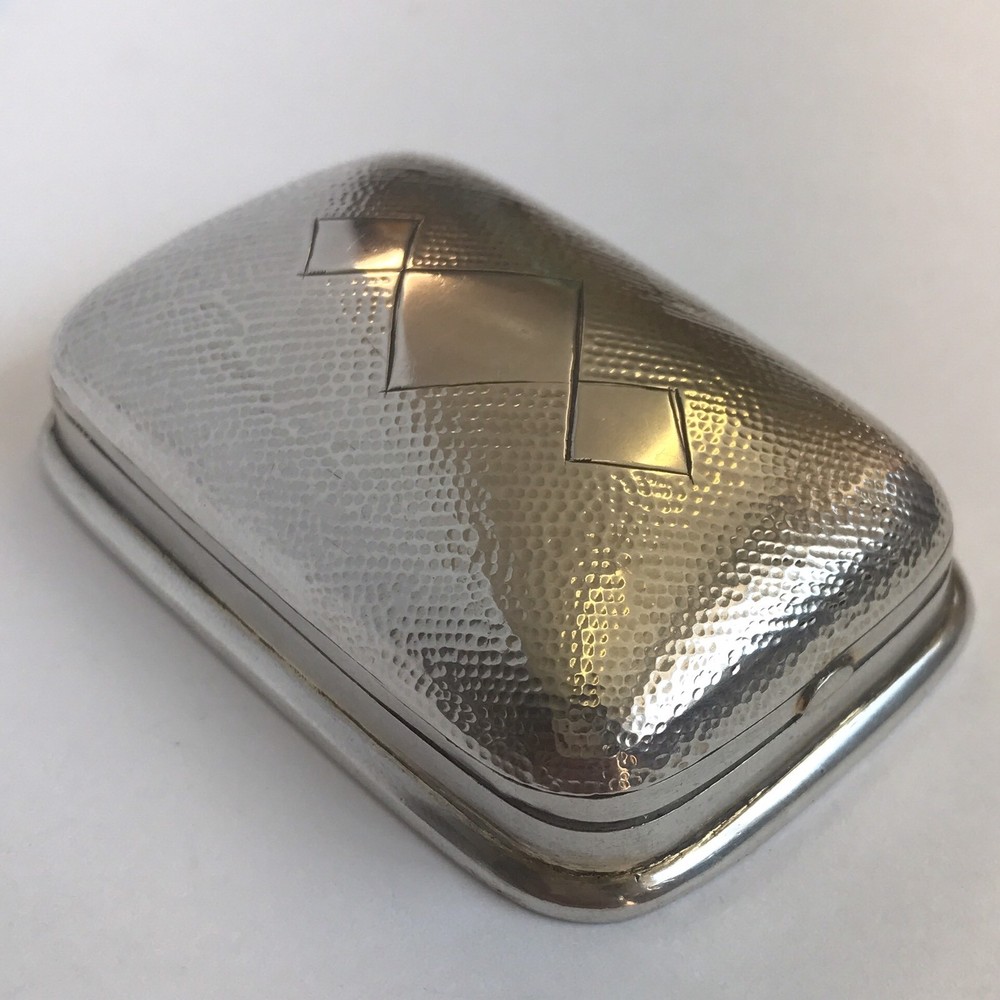 Antique Chinese Solid Silver Ring / Trinket Box Unidentified Marks 6cm X 4cm