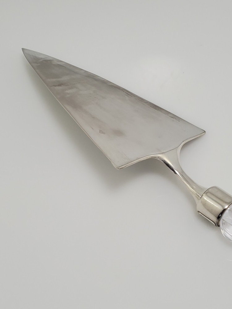 Mikasa Cake Pie Server Knife with Crystal Handle Silver Plated Rousseau Pattern