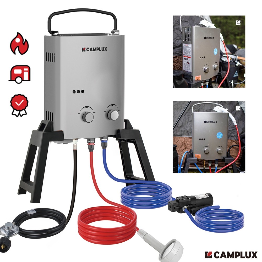 Camplux Outdoor Porpane Water Heater & Stand Portable Handle Instant Hot Shower