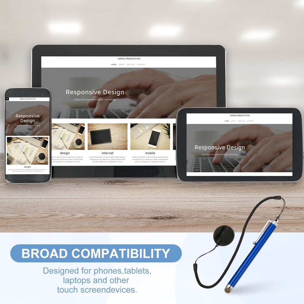 2 Pcs Screen Capacitive Pen with Spring Rope Fixing Dock Dark Blue