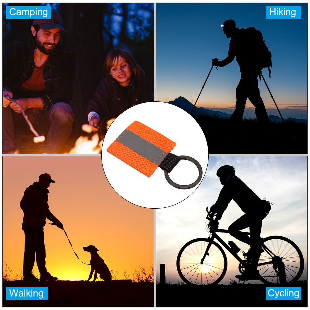 4 Pcs Reflective Keychain Tags, Reflective Zipper Pulls, Orange