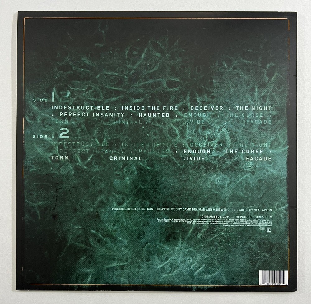 DISTURBED FULL BAND SIGNED INDESTRUCTIBLE VINYL AUTHENTIC AUTOGRAPH COA