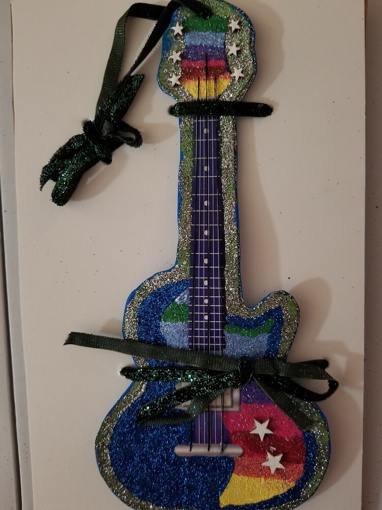Hand Painted Craft Guitar Magnet Ornament