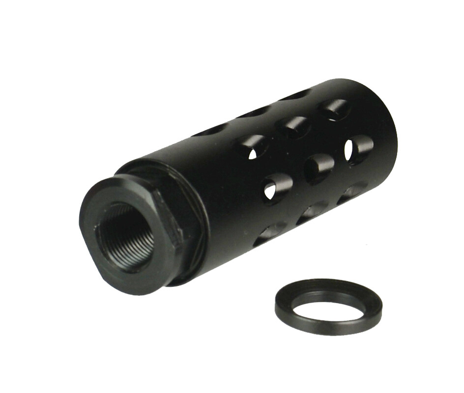 1/2-28 TPI Thread Low Concussion Muzzle Brake Anodized Black For 9mm