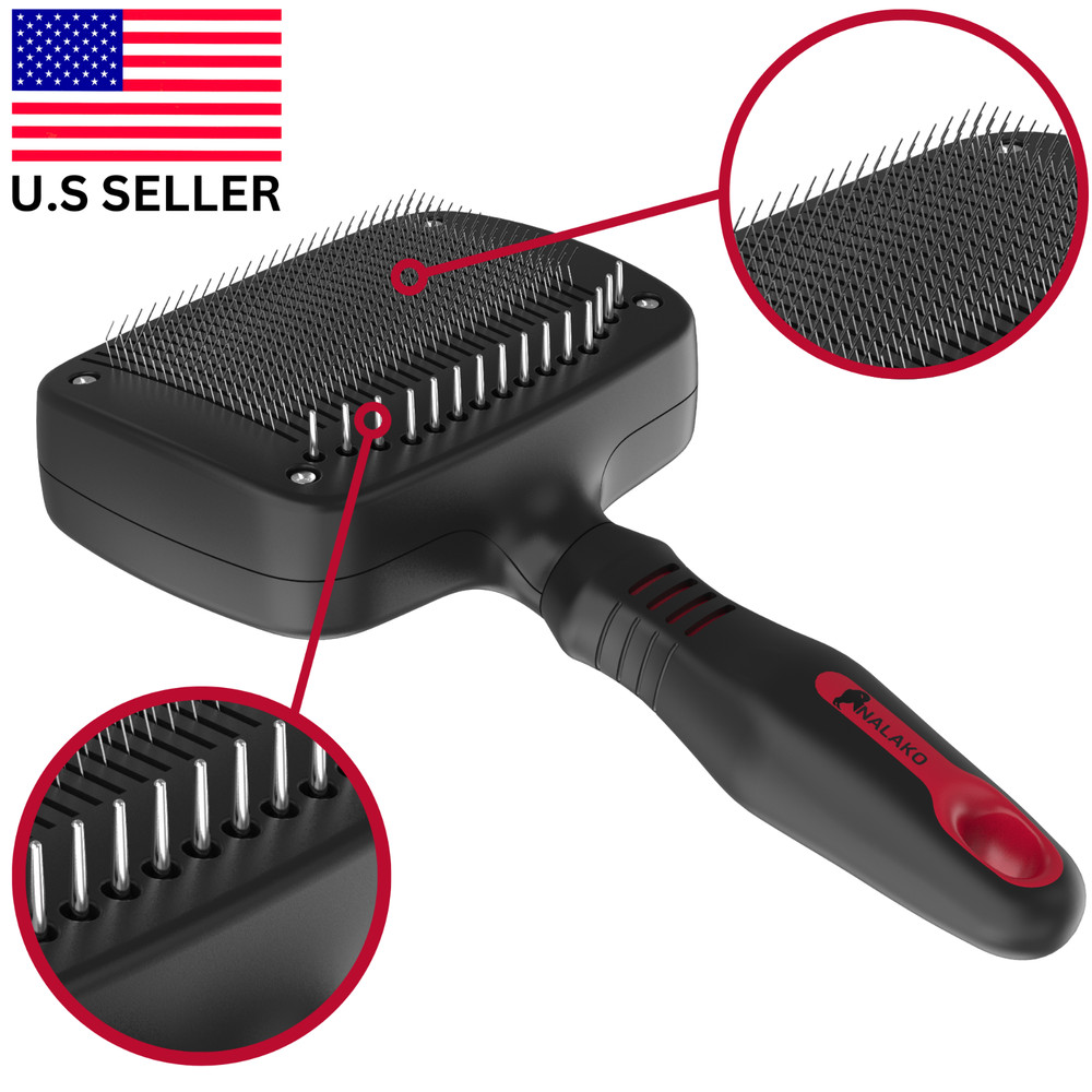 TWO in ONE, Self Cleaning Slicker Brush for Medium, Long Haired Dog, Husky