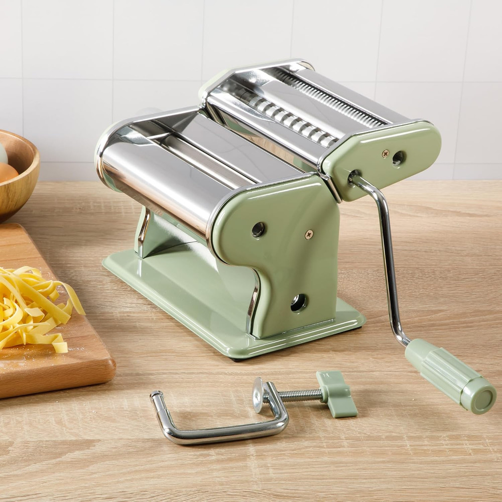 Kitchen Essential Va Bene Manual Pasta Maker Machine Noodle Maker W/Rollers & Cu