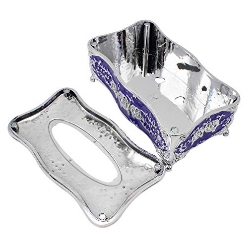 Vintage Tissue Box Holder Rectangular for Car Kitchen Table Silver Purple
