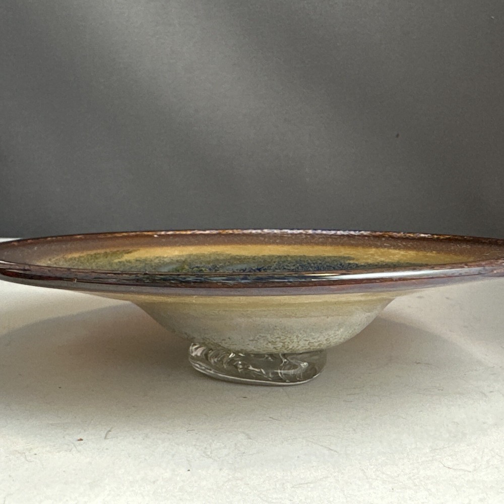 Small Hand Blown Glass Dish With Stand