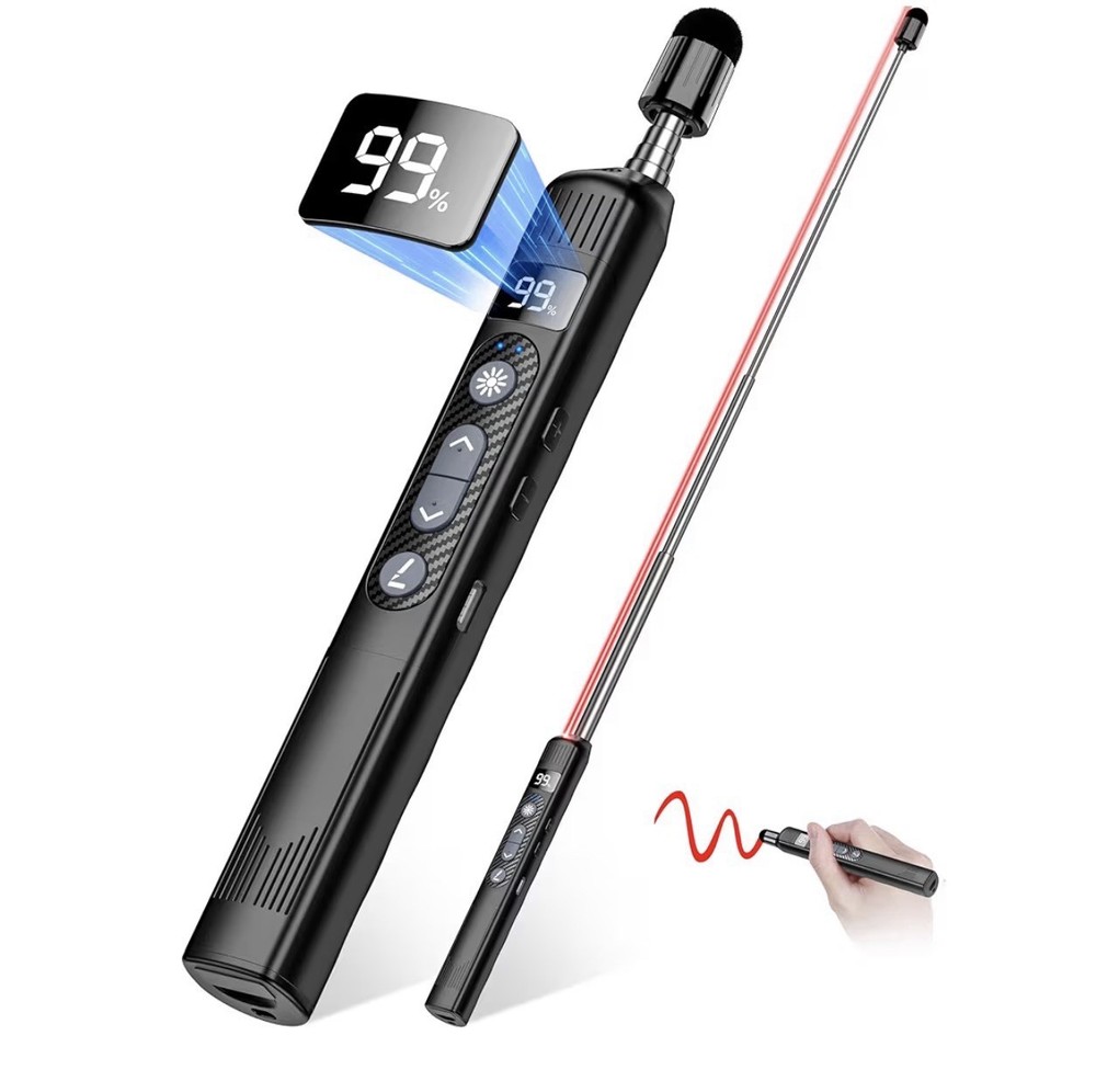 Retractable Wireless Presenter With Telescoping Pointer