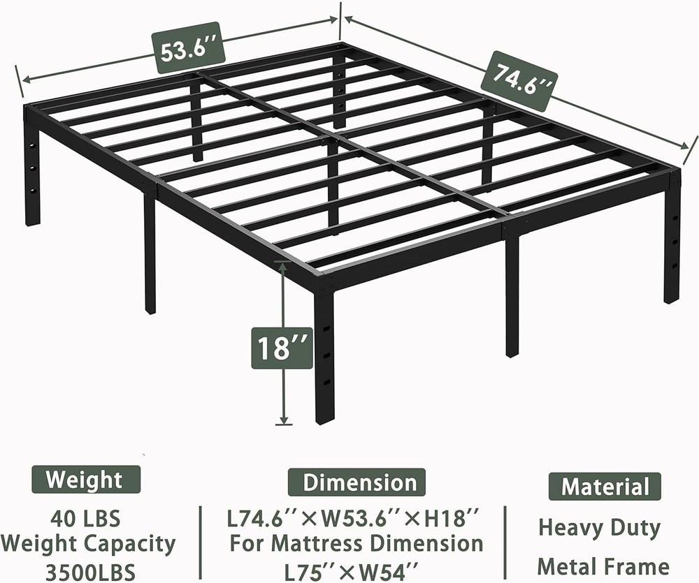 18 Inch Full Size Bed Frame Metal Platform Bed Frame Full Size No Box Spring