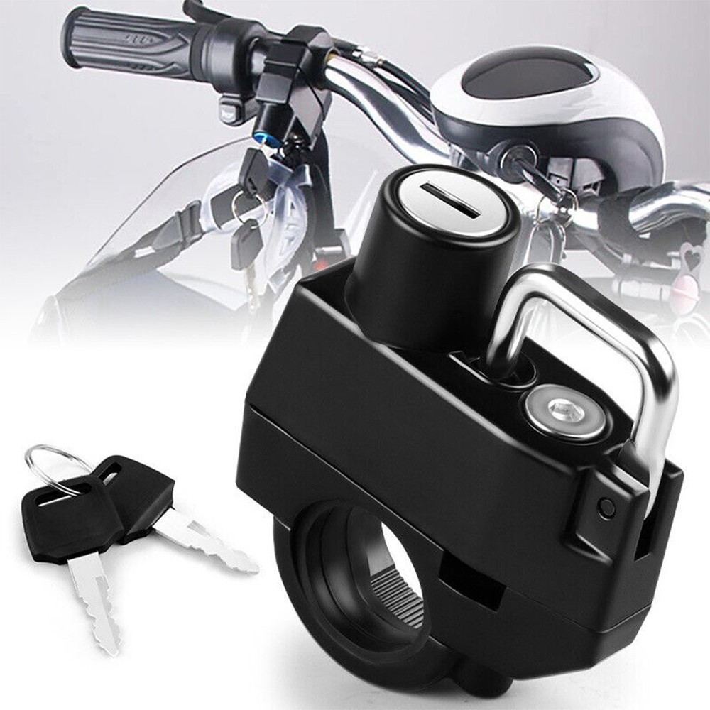 Compact Motorcycle Helmet Anti-Theft Lock Device.