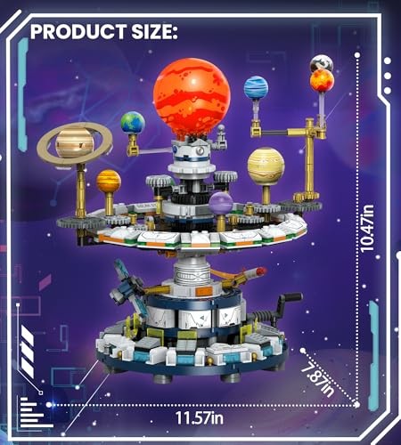Rotatable Solar System Building Set, Space Exploration Building Blocks Set,