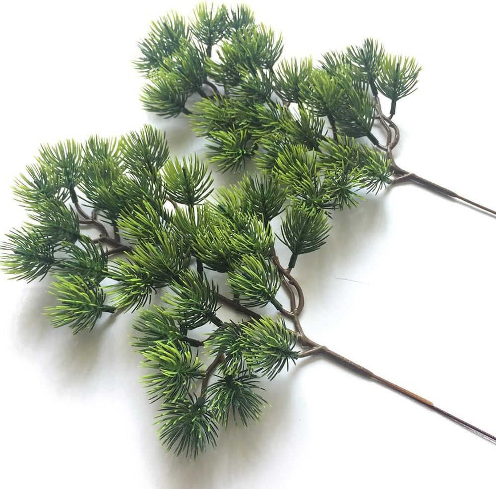 2pcs Artificial Pine Branches Plastic Pine Branch Accessories for Christmas DIY