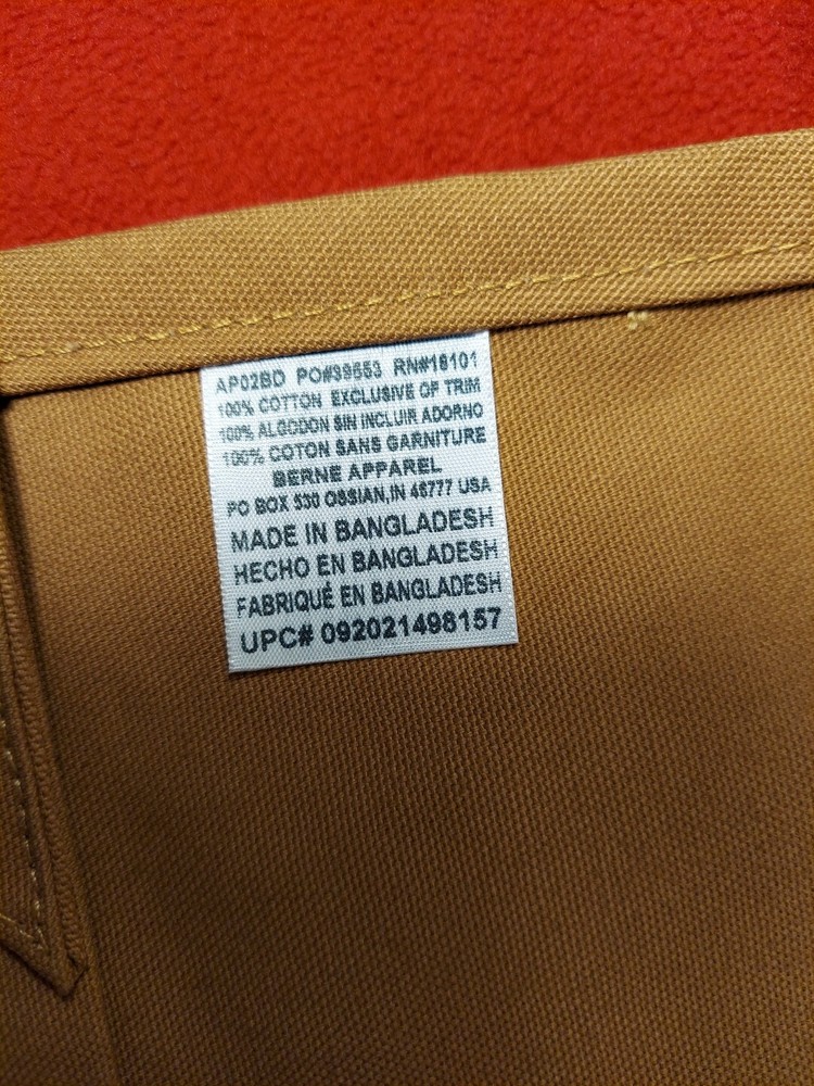 Berne Apparel Apron Brown 2 Pocket Snap Up Front Tie Back Workwear