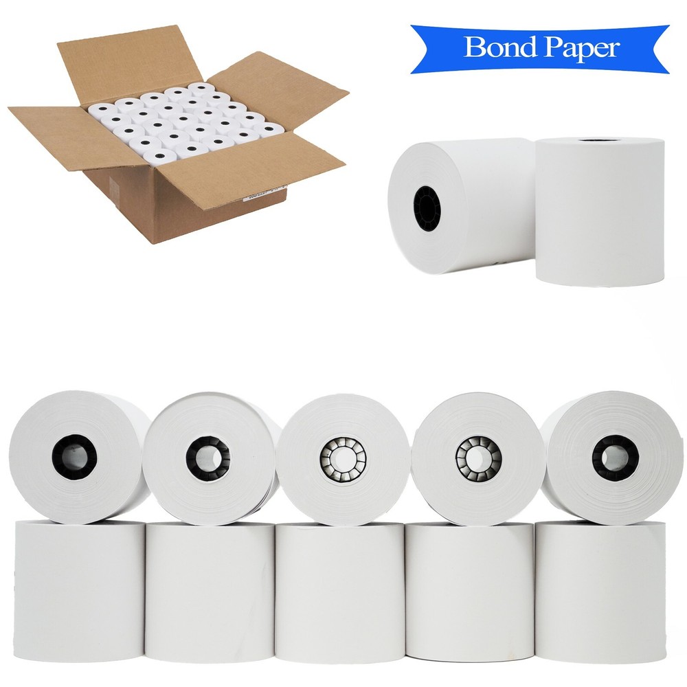24/Pack 2 1/4 x 130 ft,1-Ply White Adding Machine, Register Rolls for Sharp