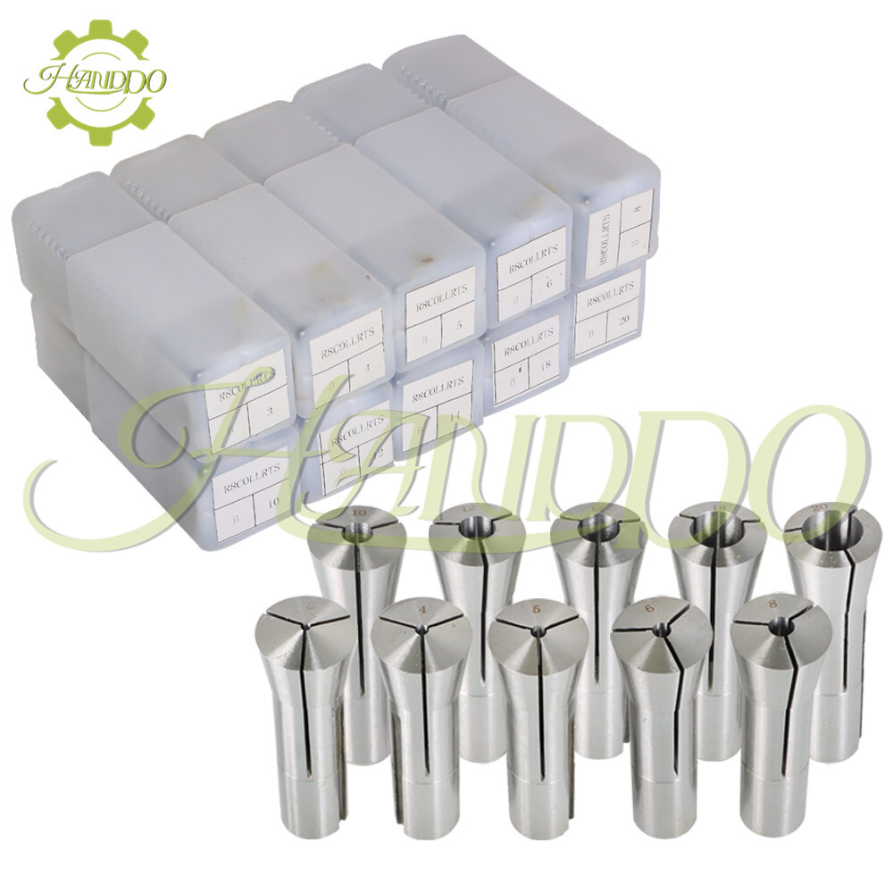 Spring collet 10 Pieces R8 Round Collet Set, 3-20mm