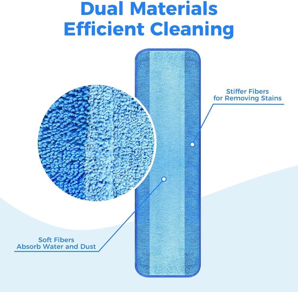 4-Pack Washable Microfiber Mop Pad Refills for Bona - 18-Inch Cleaning Solution