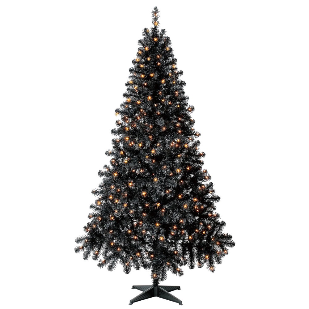 Madison Pine Black Artificial Christmas Tree, 6.5 ft, Pre-Lit with