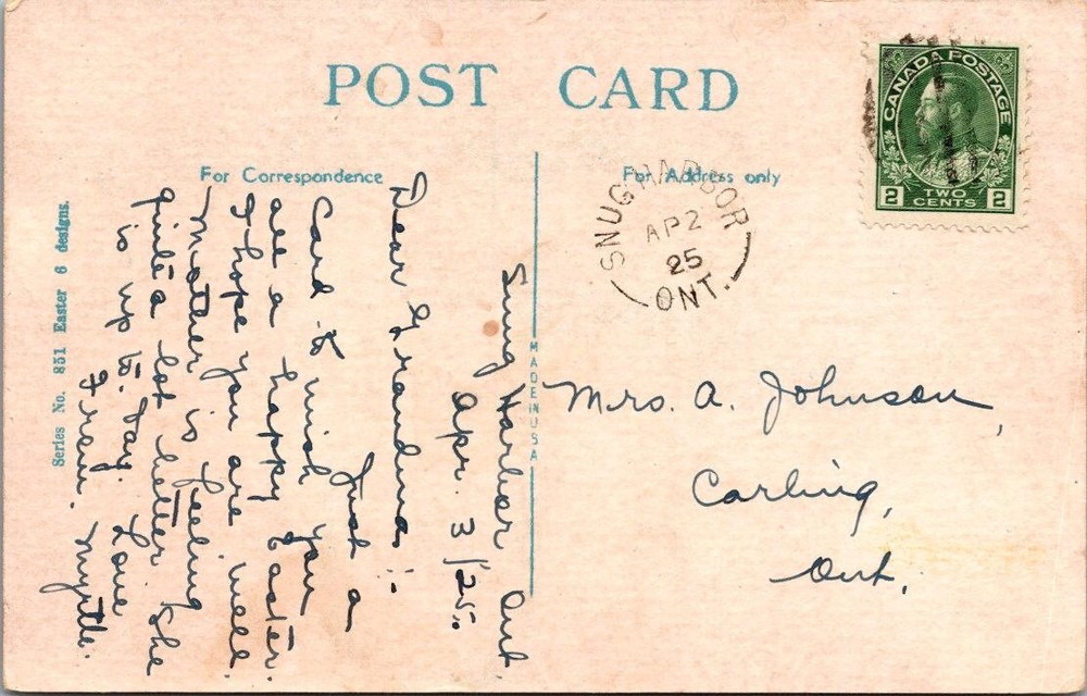 Canada 1925 Snug Harbor Ont - PPC - A02198