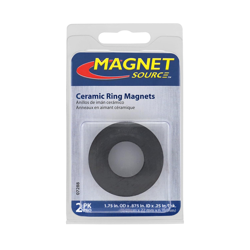 Ceramic Ring Magnets, 1.75" Outer Diameter, 0.865" Inner Diameter, 0.225" Thick