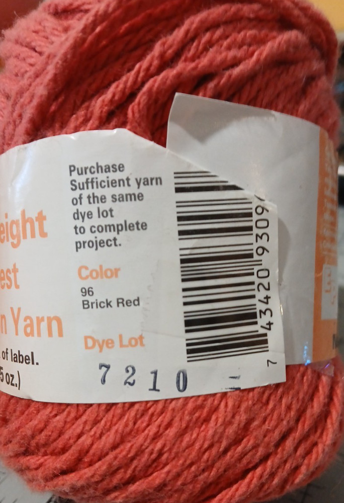 Peaches & Creme Yarn Brick Red 2.5 oz