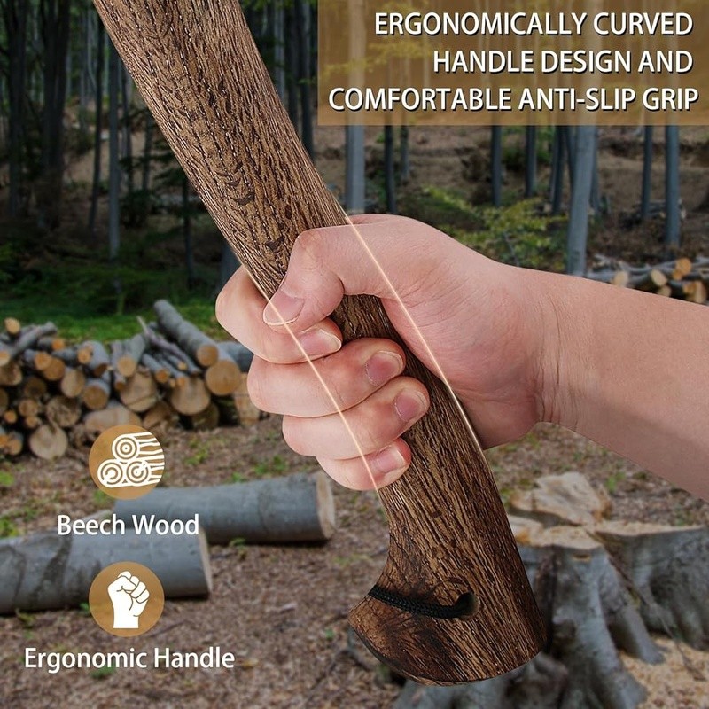 Multipurpose Camping Hatchet Durable Beech Wood Handle Outdoor Tool W/ Sheath US