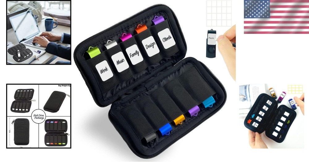 High-Quality Neoprene USB Storage Case - 10 Slots for Efficient Organization