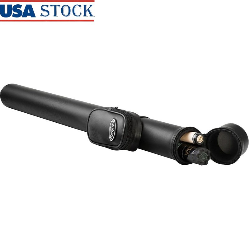 Durable Leatherette Pool Cue Case Impact Resistant W/ Accessory Pocket & Handle