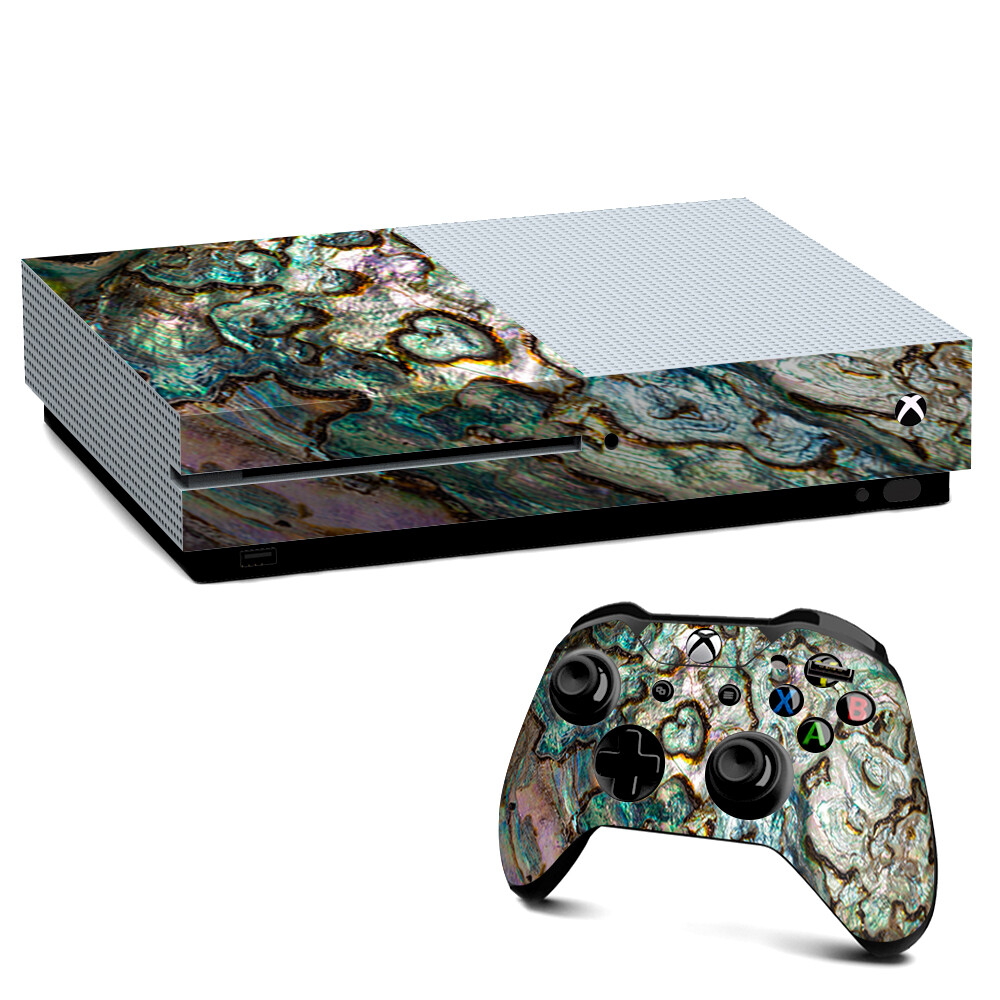 Xbox One S Console Skins Decal Wrap ONLY Abalone Shell Gold underwater