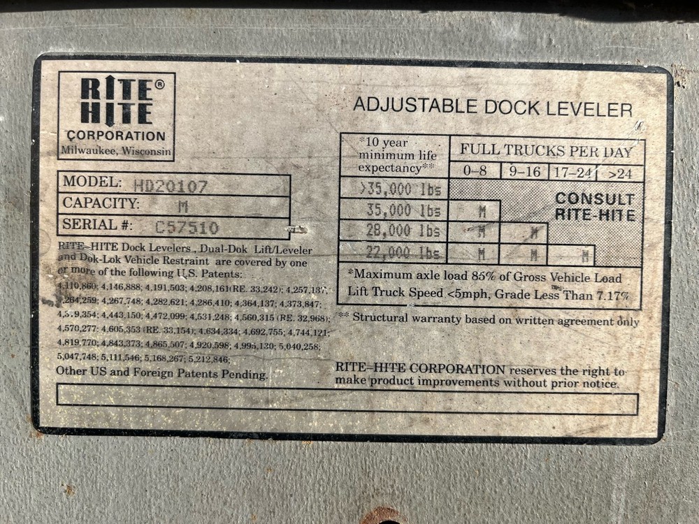 Rite-Hite Dock Leveler HD20107 C57510