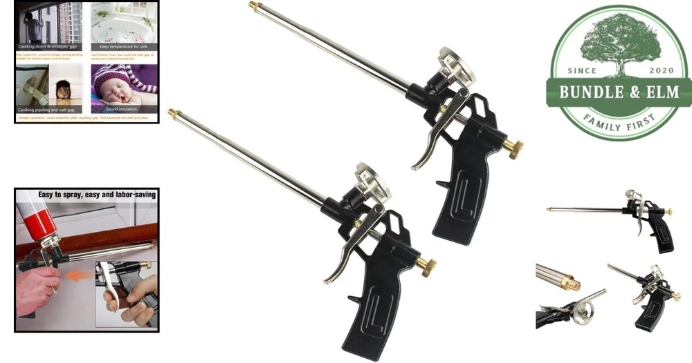 Lightweight Foam Gun with Spring Trigger Control for Precise Application, 2 Pack