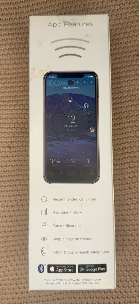 Hidrate Spark 2.0 Smart Water Bottle Bluetooth Hydration Tracker NEW