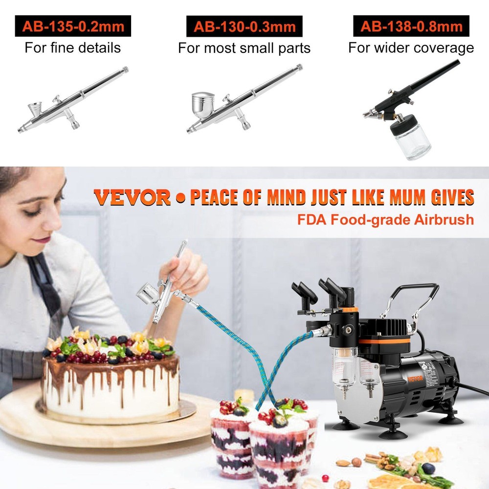 Professional Airbrush Set w/ Compressor & Multi-Purpose Dual-Action Gravity Feed