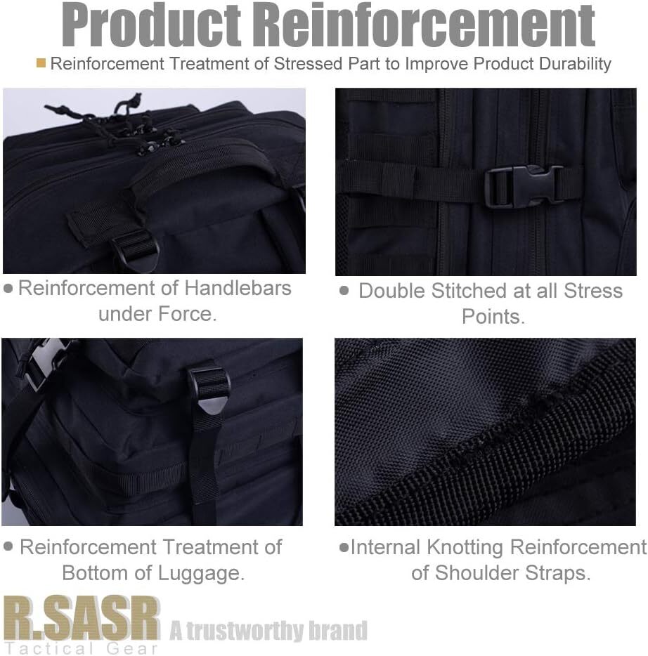 40L Black Tactical Backpack Military Molle System Outdoor Gear Hydration Comp...