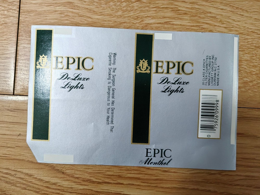 opened empty cigarette soft pack--84 mm-USA-Epic