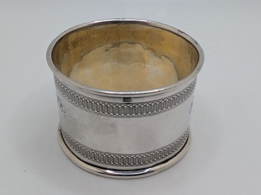 Antique German 800 Silver Napkin Ring "EF" initials engraving