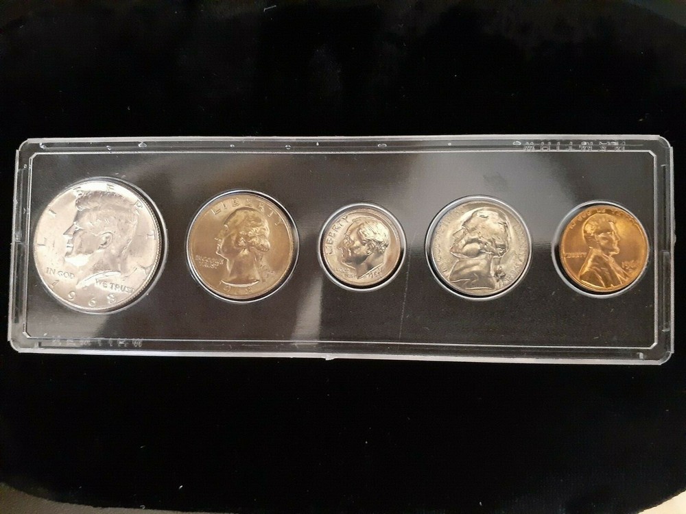 1968 D (5)  U.S. COINS WITH 40% SILVER HALF