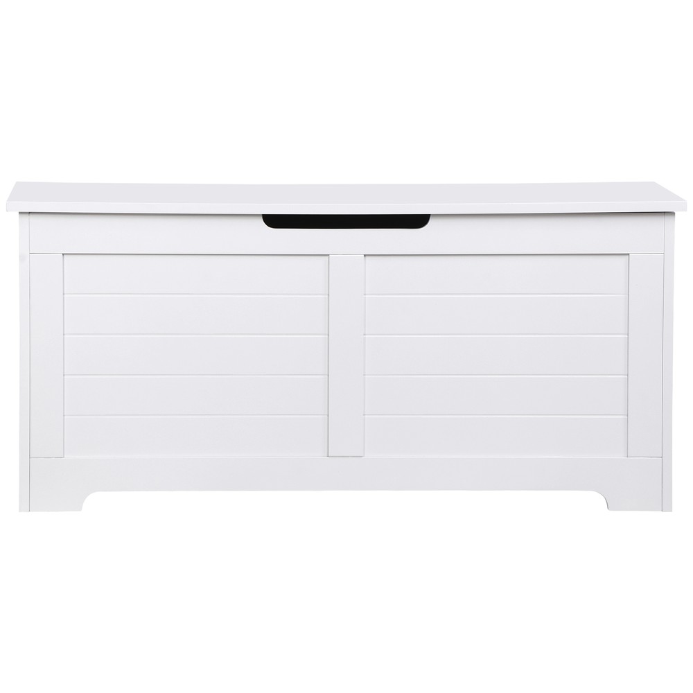 39'' Wood Flip-Top Toy Box Storage Bench with Safty Hinge Storage Trunk White