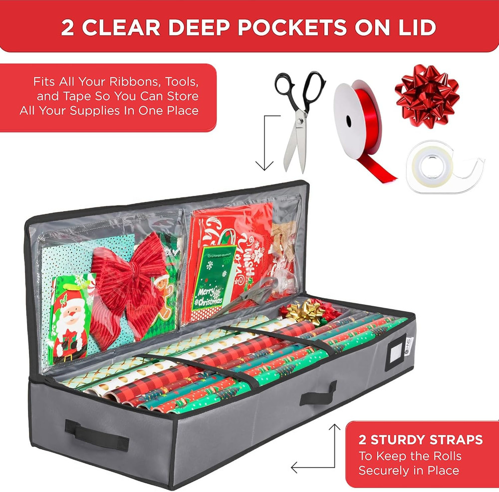 Premium Wrapping Paper Storage Container - Durable 600D Tear-Proof, Fits 27 Roll