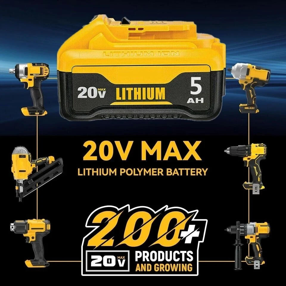 2Pack 20V For DeWalt Drill replacement for DCB206 DCB208 Rechargeable Batteries