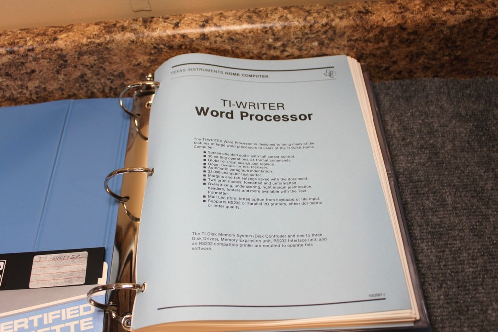 TI-Writer Word Processor for Texas Instruments Ti-99/4A PHM 3111