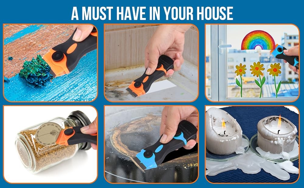 Blade Scraper, 2-in-1 Scraper Tool with Plastic Blades and Metal
