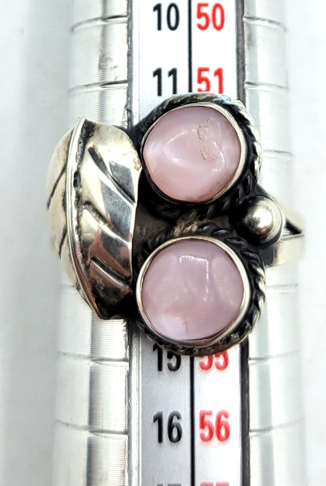Taxco Silver Rose Quartz Ring Size 6.5